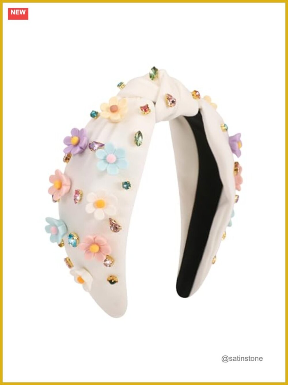 Floral Rhinestone Knotted Headband Jeweled Hair Accessory